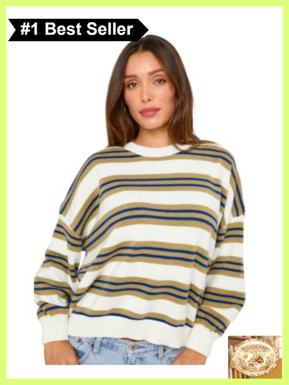 Almere Striped Oversized Crewneck Sweater Women
